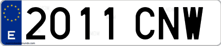 Ejemplo de matrícula de coche ordinaria 2011 CNW