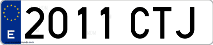 Ejemplo de matrícula de coche ordinaria 2011 CTJ