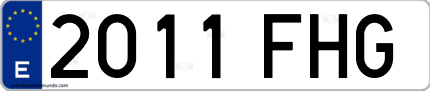 Ejemplo de matrícula de coche ordinaria 2011 FHG
