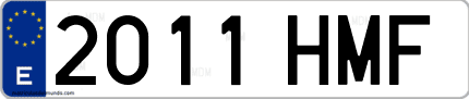 Ejemplo de matrícula de coche ordinaria 2011 HMF