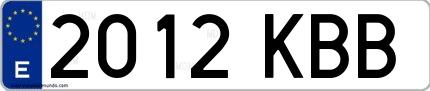 Ejemplo de matrícula española 2012 KBB