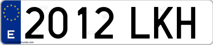 Ejemplo de matrícula de coche ordinaria 2012 LKH