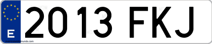 Ejemplo de matrícula de coche ordinaria 2013 FKJ