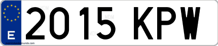 Ejemplo de matrícula de coche ordinaria 2015 KPW