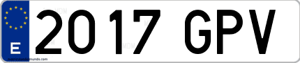 Ejemplo de matrícula de coche ordinaria 2017 GPV