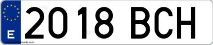 Ejemplo de matrícula española 2018 BCH