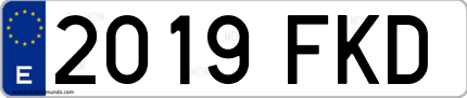 Ejemplo de matrícula de coche ordinaria 2019 FKD