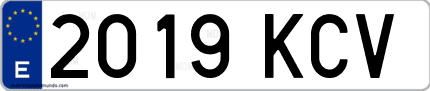 Ejemplo de matrícula de coche ordinaria 2019 KCV