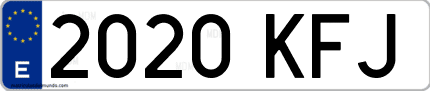 Ejemplo de matrícula de coche ordinaria 2020 KFJ