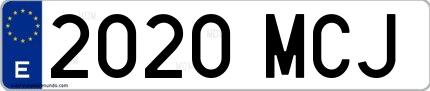 Ejemplo de matrícula española 2020 MCJ