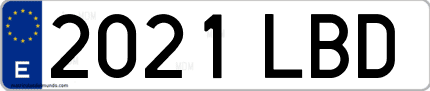 Ejemplo de matrícula de coche ordinaria 2021 LBD