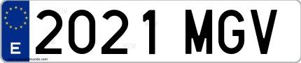 Ejemplo de matrícula española 2021 MGV