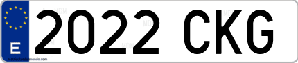 Ejemplo de matrícula de coche ordinaria 2022 CKG