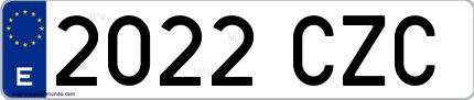 Ejemplo de matrícula española 2022 CZC