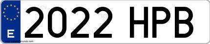 Ejemplo de matrícula española 2022 HPB