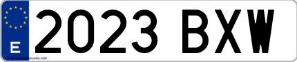 Ejemplo de matrícula española 2023 BXW