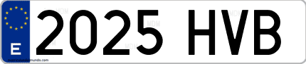 Ejemplo de matrícula de coche ordinaria 2025 HVB