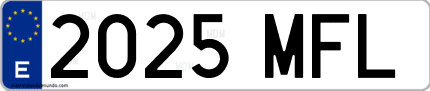 Ejemplo de matrícula de coche ordinaria 2025 MFL