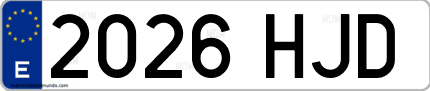 Ejemplo de matrícula de coche ordinaria 2026 HJD