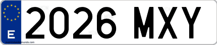 Ejemplo de matrícula de coche ordinaria 2026 MXY