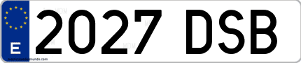 Ejemplo de matrícula de coche ordinaria 2027 DSB