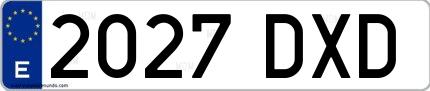 Ejemplo de matrícula española 2027 DXD