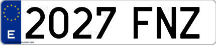 Ejemplo de matrícula de coche ordinaria 2027 FNZ
