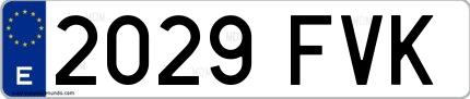 Ejemplo de matrícula española 2029 FVK