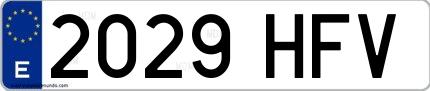 Ejemplo de matrícula española 2029 HFV
