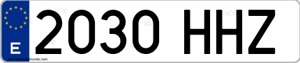 Ejemplo de matrícula de coche ordinaria 2030 HHZ