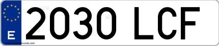 Ejemplo de matrícula española 2030 LCF