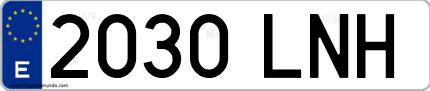 Ejemplo de matrícula de coche ordinaria 2030 LNH