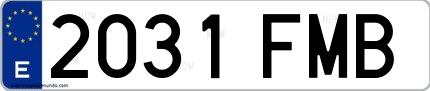 Ejemplo de matrícula española 2031 FMB