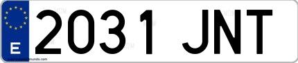 Ejemplo de matrícula española 2031 JNT