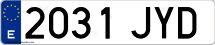 Ejemplo de matrícula de coche ordinaria 2031 JYD