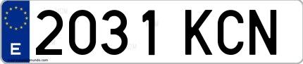 Ejemplo de matrícula española 2031 KCN