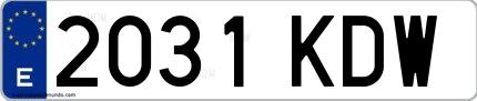 Ejemplo de matrícula española 2031 KDW