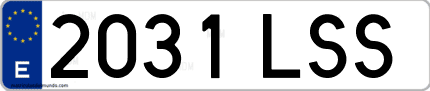 Ejemplo de matrícula de coche ordinaria 2031 LSS