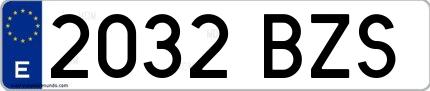 Ejemplo de matrícula española 2032 BZS