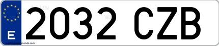 Ejemplo de matrícula española 2032 CZB