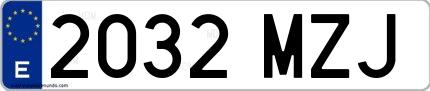 Ejemplo de matrícula española 2032 MZJ