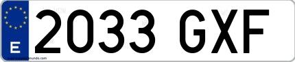 Ejemplo de matrícula española 2033 GXF