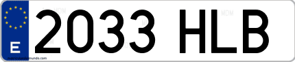 Ejemplo de matrícula de coche ordinaria 2033 HLB