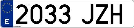 Ejemplo de matrícula española 2033 JZH