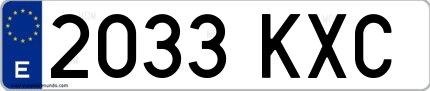 Ejemplo de matrícula española 2033 KXC