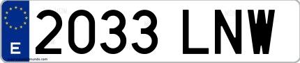 Ejemplo de matrícula española 2033 LNW