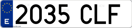Ejemplo de matrícula de coche ordinaria 2035 CLF