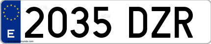 Ejemplo de matrícula de coche ordinaria 2035 DZR
