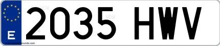 Ejemplo de matrícula española 2035 HWV