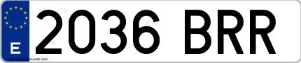 Ejemplo de matrícula española 2036 BRR